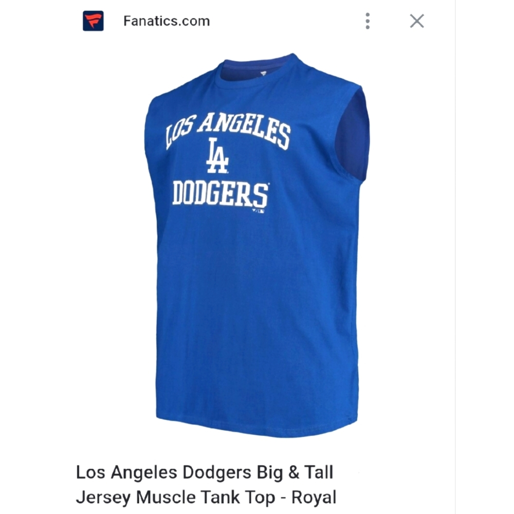 Men's Los Angeles Dodgers Big & Tall Jersey Muscle Tank Top - Royal Blue 6xl